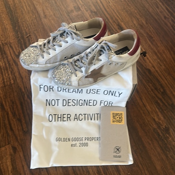 Golden Goose Superstar Sneaker in Silver White Tobacco & Red AUTHENTIC SZ 39 - Picture 7 of 7